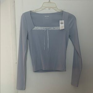 Hollister Women's Lavender Lace Bow Long Sleeve Top